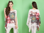 Women's Peony Batwing Chiffon Top Women's Peony Batwing Chiffon Top