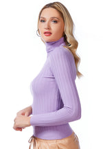 Full Sleeve Rib Knit Turtle Neck Top