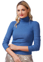 Full Sleeve Rib Knit Turtle Neck Top