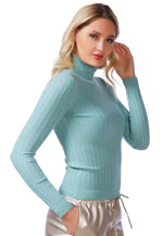 Full Sleeve Rib Knit Turtle Neck Top