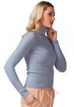 Full Sleeve Rib Knit Turtle Neck Top