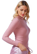 Full Sleeve Rib Knit Turtle Neck Top