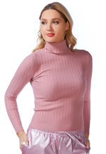 Full Sleeve Rib Knit Turtle Neck Top