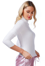 Full Sleeve Rib Knit Turtle Neck Top