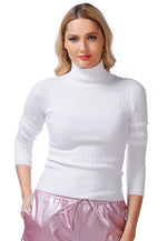 Full Sleeve Rib Knit Turtle Neck Top