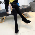 Size 35-43 Winter Over The Knee Boots Women Stretch Fabric Women Thigh