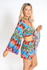 Rainbow Waves Bohemian Front Tying Crop Top Rainbow Waves Bohemian Front Tying Crop Top