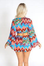 Rainbow Waves Bohemian Front Tying Crop Top Rainbow Waves Bohemian Front Tying Crop Top