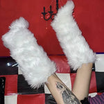 2024 Women Winter Thigh High Fluffy Boots Ladies Furry Faux Fox Fur