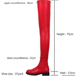 Big Size 47 Thigh High Boots Pu Leather Low Heel Over The Knee Boots