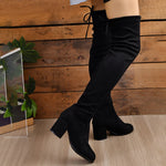 Lucyever Autumn Winter Stretch Slim Long Boots Women Thick Heels Over