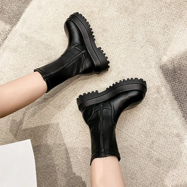 2023 Fashion Platform Women Combat Winter Heels Quality Long Thigh