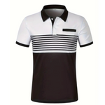 Mens Casual Stripe Short Sleeve Polo Shirt