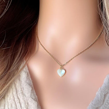 24K Natural Seashell Heart Necklace