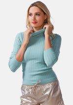 Full Sleeve Rib Knit Turtle Neck Top