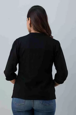 Casual Regular Sleeves Solid Women Black Top